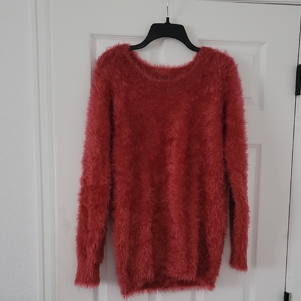 Elegant Fuzzy Red Sweater